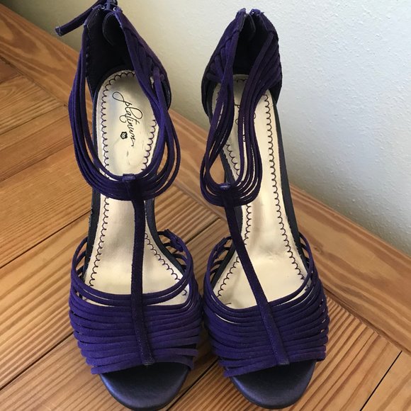 Platinum BP Bliss Lea Purple Suede Platform Heels - Picture 2 of 6